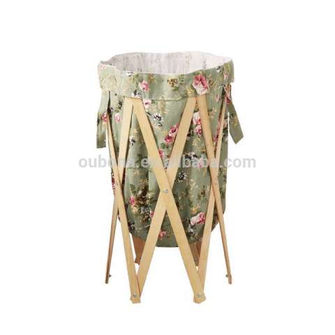 Household Folding Bamboo X-Frame Laundry Hamper Clothes Storage Basket Bin Bag storage box