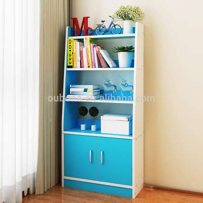 Modern 4 Shelf Elegant Bookshelf With 2 Doors Bookcase