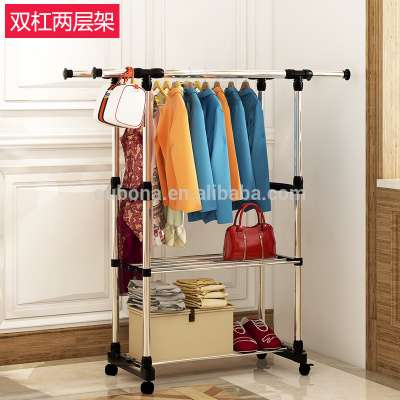 Double Garment Rack 2 Tier Adjustable Portable Clothes Rail Hanging Stand