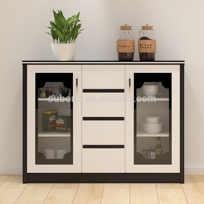 PB Modern buffet Sideboard wood High gloss white glass top 2 doors 4 drawers cupboard