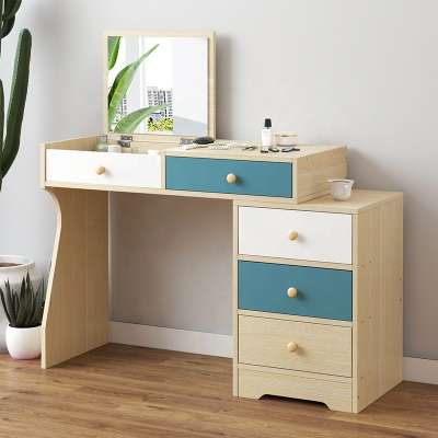 Modern Simple installation Wooden Dressing Table Dresser with Mirror Vanity Table Storage Rack