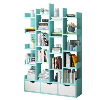 Storage Rack Bookcase Shelves Wooden Bookshelf Shape Display Shelf Unit Home Furniture