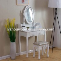 Baroque style wood console table make up table with mirror